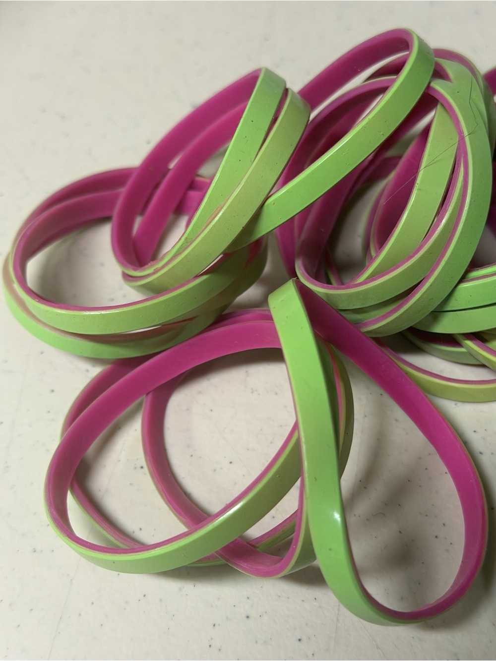 Green and Pink Double-Layer Silicone Wrist Bands - Packable Women's Accessories